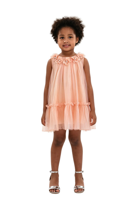 kids atelier mimi tutu Peach Mariselle Floral Ruffle Dress