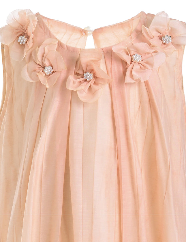 Peach Mariselle Floral Ruffle Dress