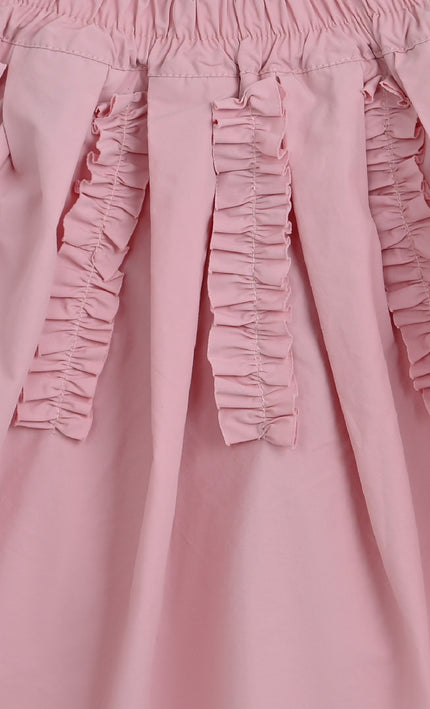 Pink Skirt with Ruffle Strips