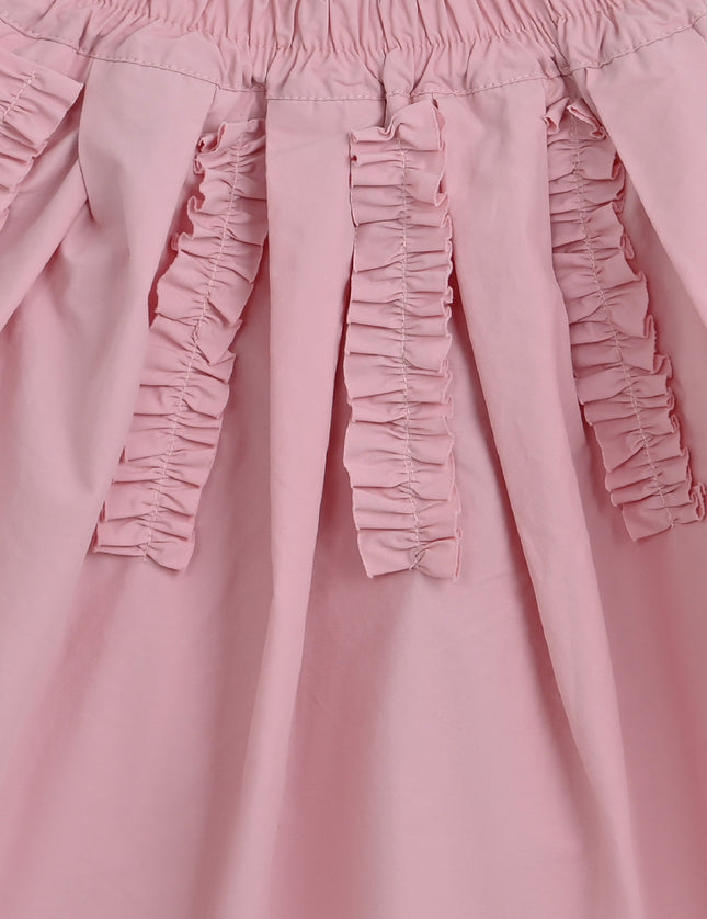 Pink Skirt with Ruffle Strips