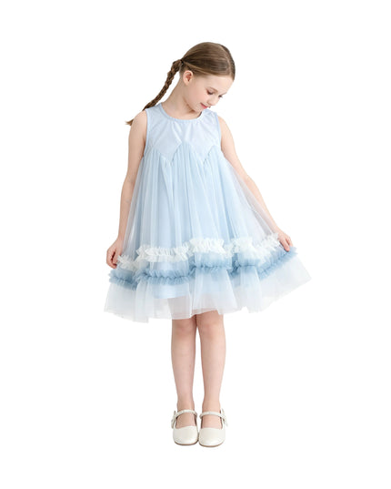 kids atelier mimi tutu Blue Rosabella Ruffle Tulle Dress with Accessory