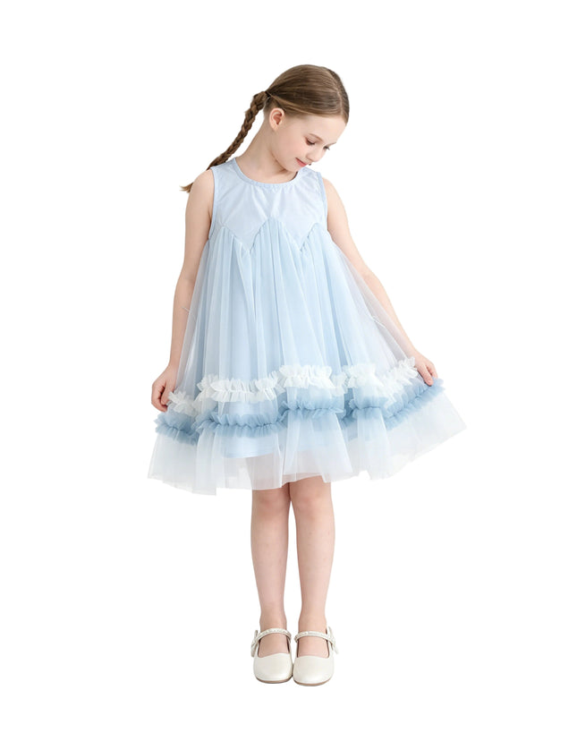 kids atelier mimi tutu Blue Rosabella Ruffle Tulle Dress with Accessory