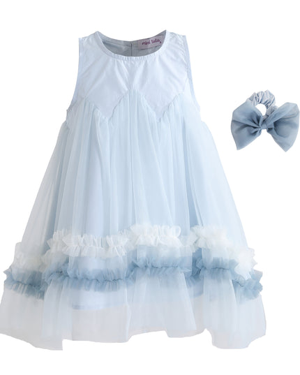 kids atelier mimi tutu Blue Rosabella Ruffle Tulle Dress with Accessory