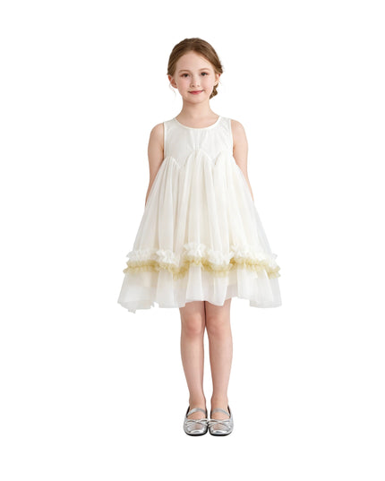 kids atelier mimi tutu Cream Rosabella Ruffle Tulle Dress with Accessory