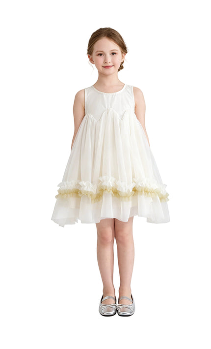 kids atelier mimi tutu Cream Rosabella Ruffle Tulle Dress