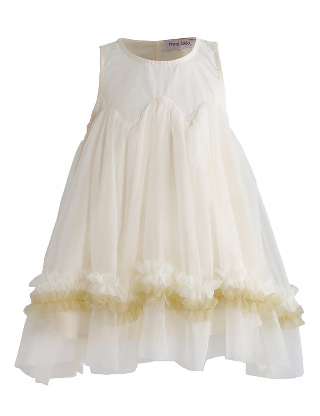 kids atelier mimi tutu Cream Rosabella Ruffle Tulle Dress with Accessory
