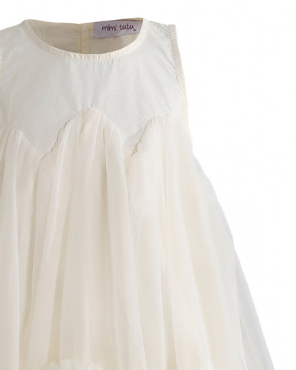kids atelier mimi tutu Cream Rosabella Ruffle Tulle Dress with Accessory