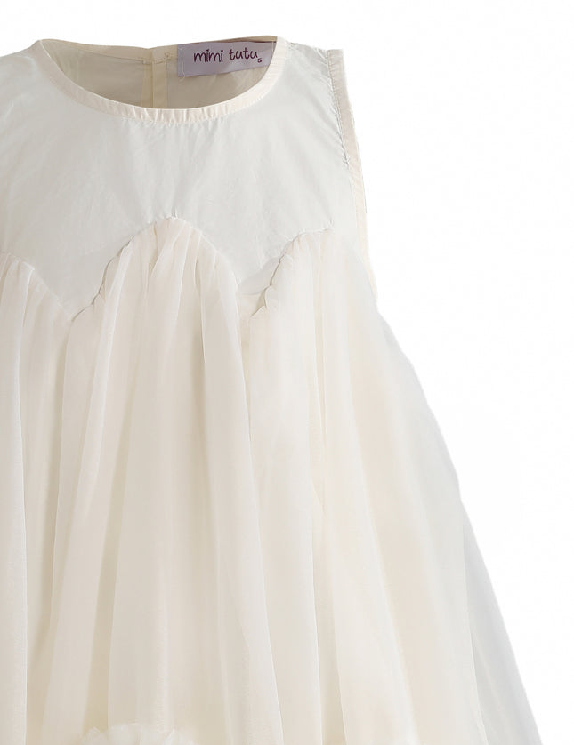 kids atelier mimi tutu Cream Rosabella Ruffle Tulle Dress with Accessory