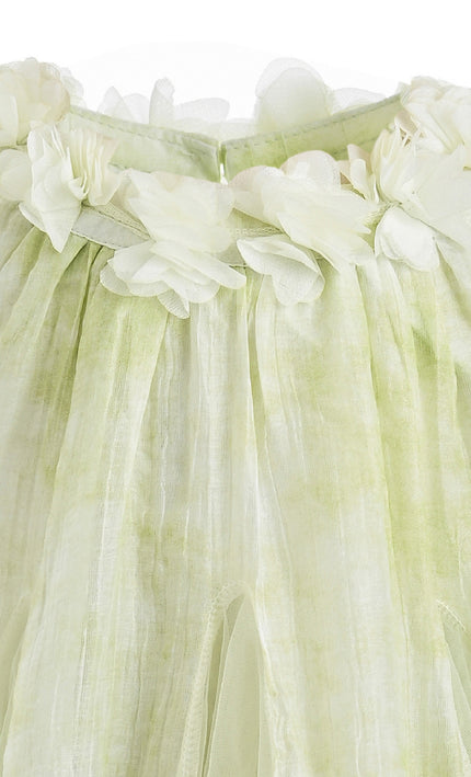 Green Solavie Floral Layered Dress