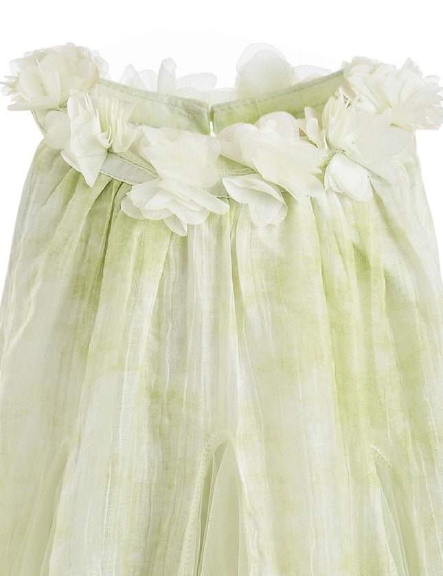 Green Solavie Floral Layered Dress