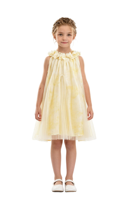 kids atelier mimi tutu Yellow Solavie Floral Layered Dress