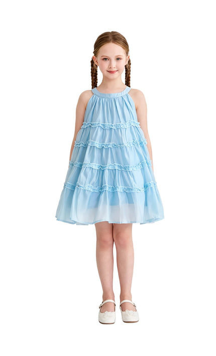kids atelier mimi tutu Blue Seralyn Tiered Ruffle Dress