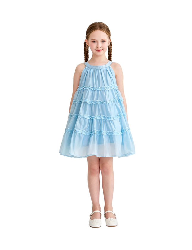 kids atelier mimi tutu Blue Seralyn Tiered Ruffle Dress