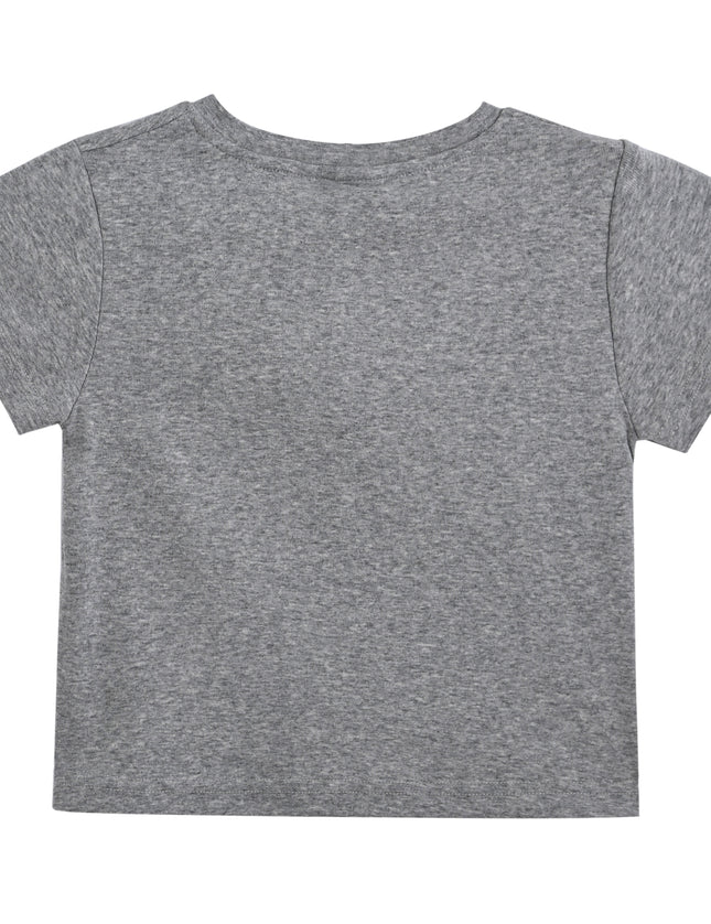 kids atelier mimi tutu Gray Tee with Food Motifs