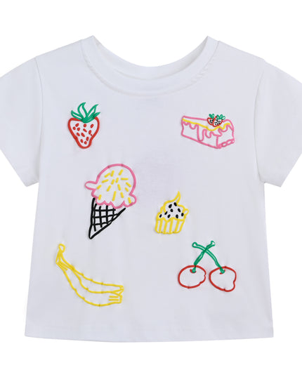 kids atelier mimi tutu White Tee with Food Motifs