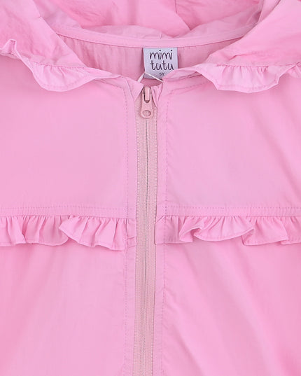 kids atelier mimi tutu Pink Light Jacket with Ruffle Hood