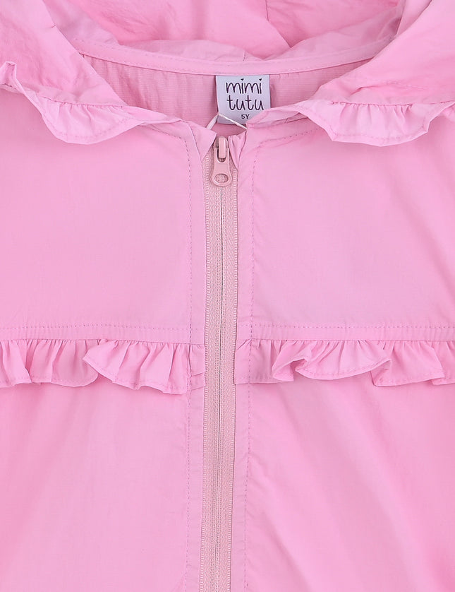 kids atelier mimi tutu Pink Light Jacket with Ruffle Hood