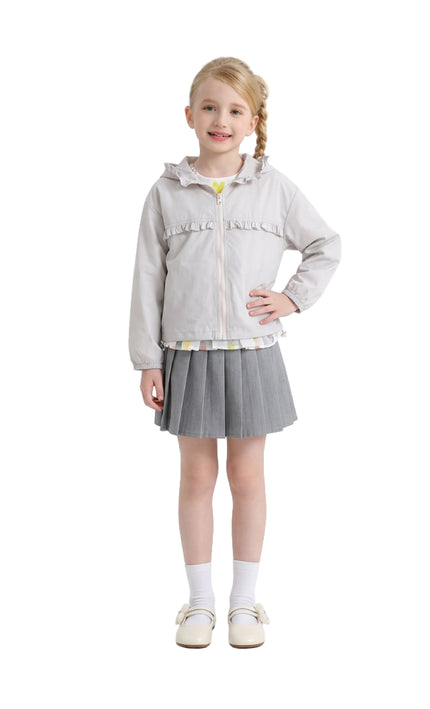 kids atelier mimi tutu White Light Jacket with Ruffle Hood