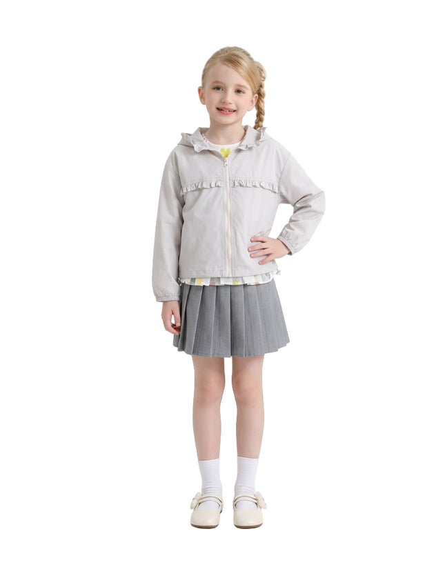 kids atelier mimi tutu White Light Jacket with Ruffle Hood