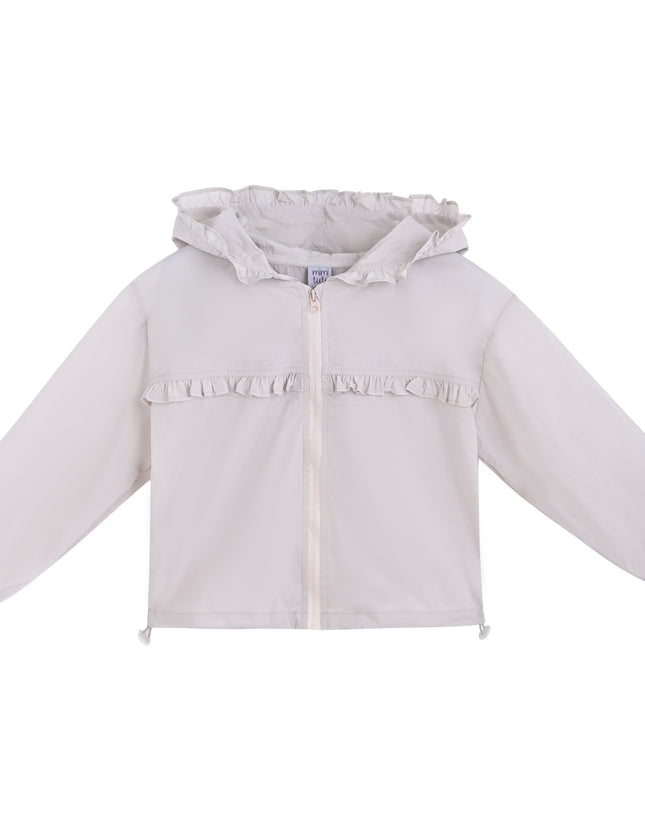 kids atelier mimi tutu White Light Jacket with Ruffle Hood