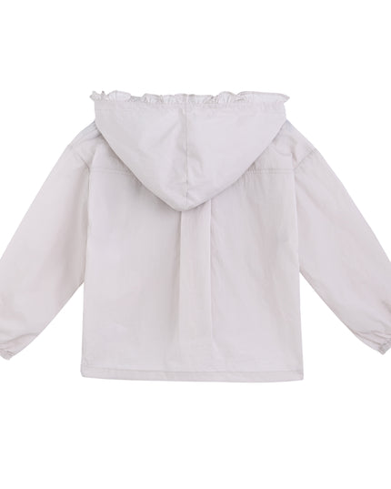 kids atelier mimi tutu White Light Jacket with Ruffle Hood