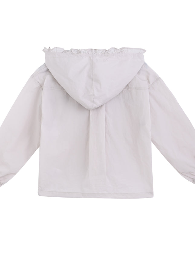 kids atelier mimi tutu White Light Jacket with Ruffle Hood