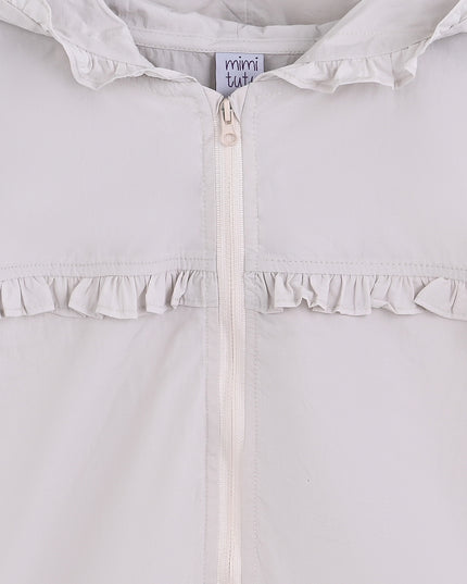 kids atelier mimi tutu White Light Jacket with Ruffle Hood