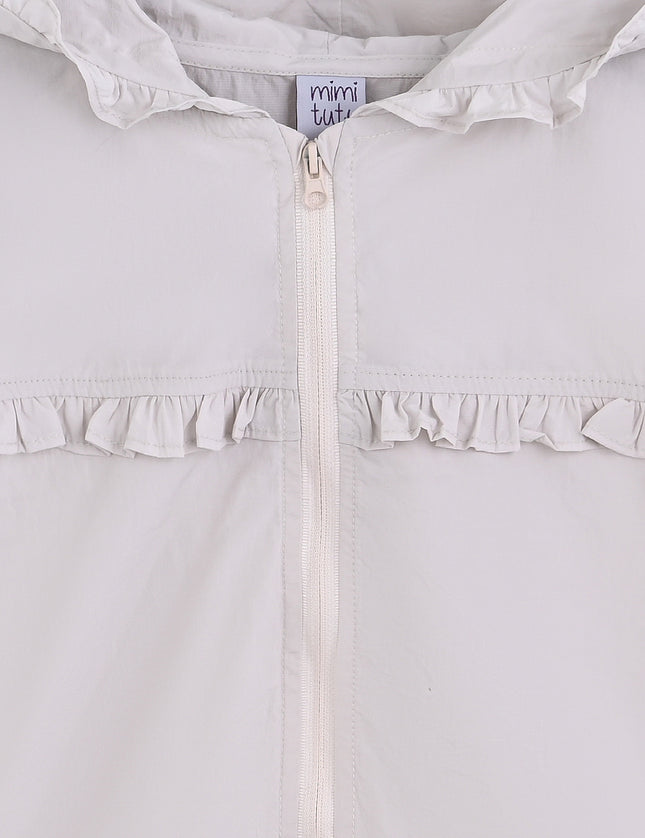 kids atelier mimi tutu White Light Jacket with Ruffle Hood