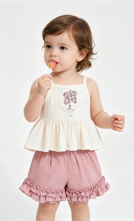 kids atelier mimi tutu Pink Ruffle Short Set