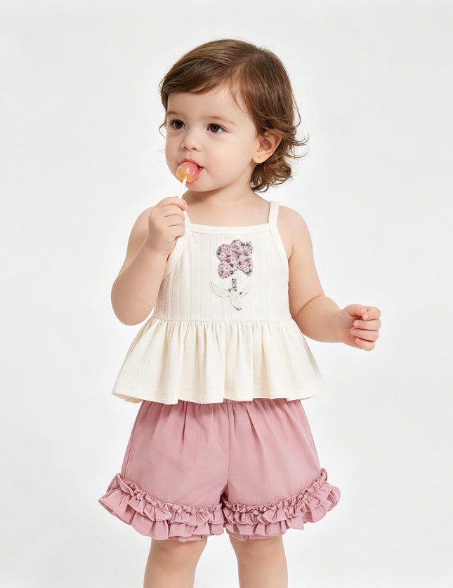 kids atelier mimi tutu Pink Ruffle Short Set
