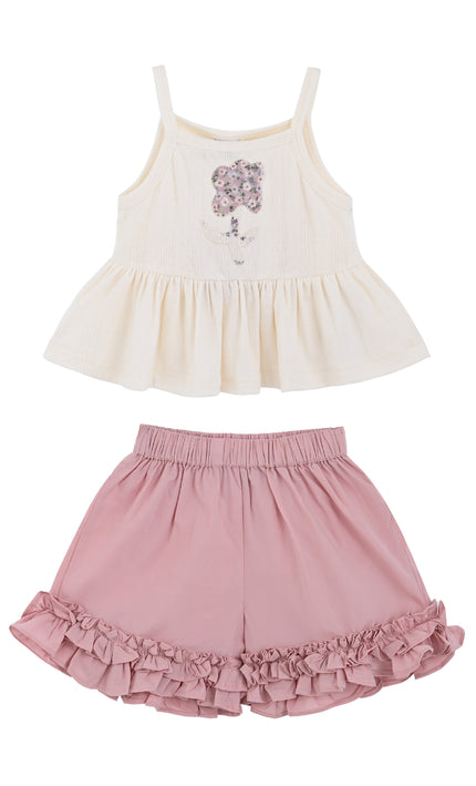kids atelier mimi tutu Pink Ruffle Short Set