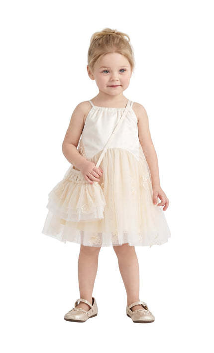 kids atelier mimi tutu Beige Mirelle Petal Flared Tulle Dress