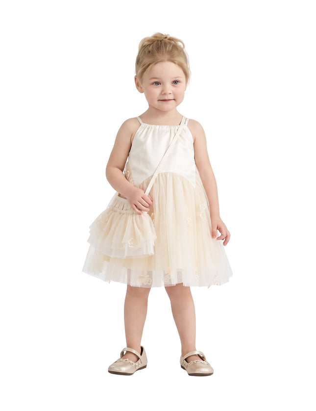 kids atelier mimi tutu Beige Mirelle Petal Flared Tulle Dress