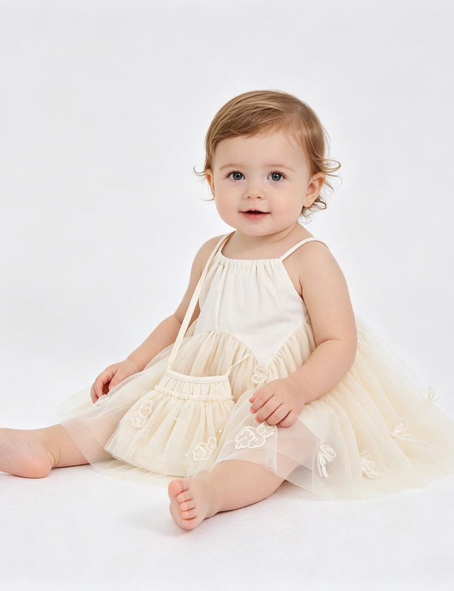 kids atelier mimi tutu Beige Mirelle Petal Flared Tulle Dress