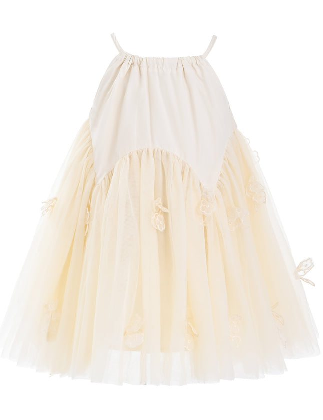 kids atelier mimi tutu Beige Mirelle Petal Flared Tulle Dress