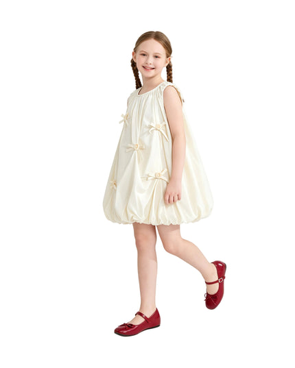 Kids atelier mimi tutu Cream Verona Bow Rosette Balloon Dress