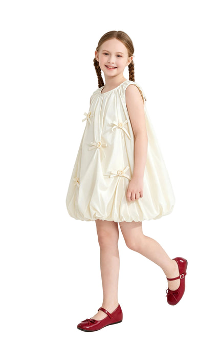 Kids atelier mimi tutu Cream Verona Bow Rosette Balloon Dress
