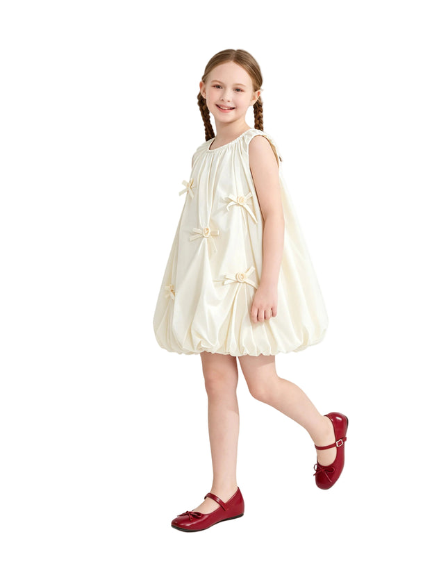 Kids atelier mimi tutu Cream Verona Bow Rosette Balloon Dress