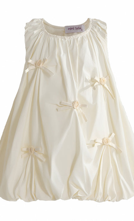 Kids atelier mimi tutu Cream Verona Bow Rosette Balloon Dress