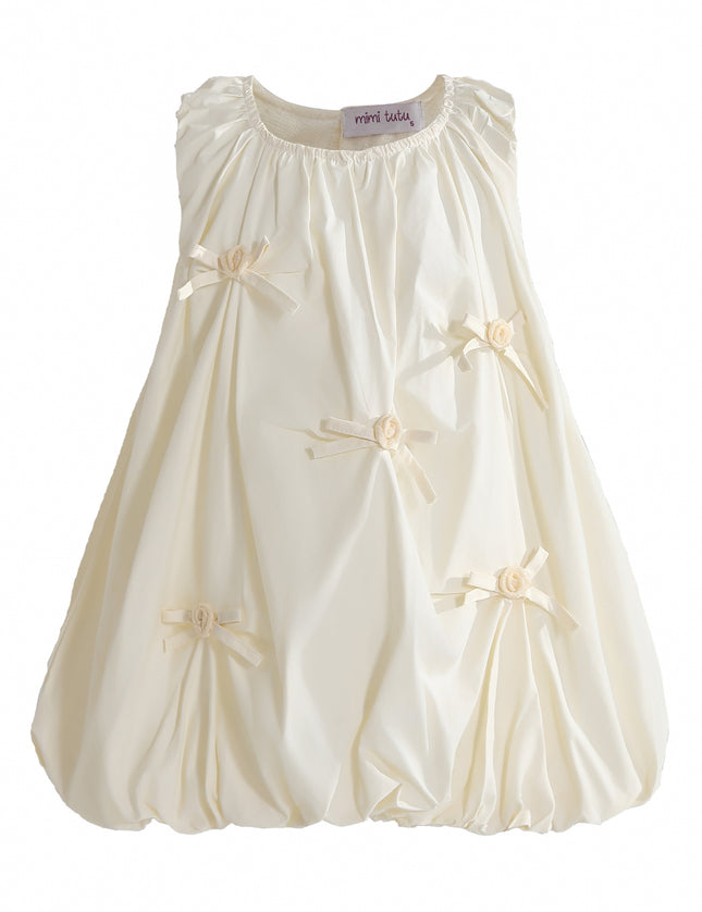 Kids atelier mimi tutu Cream Verona Bow Rosette Balloon Dress