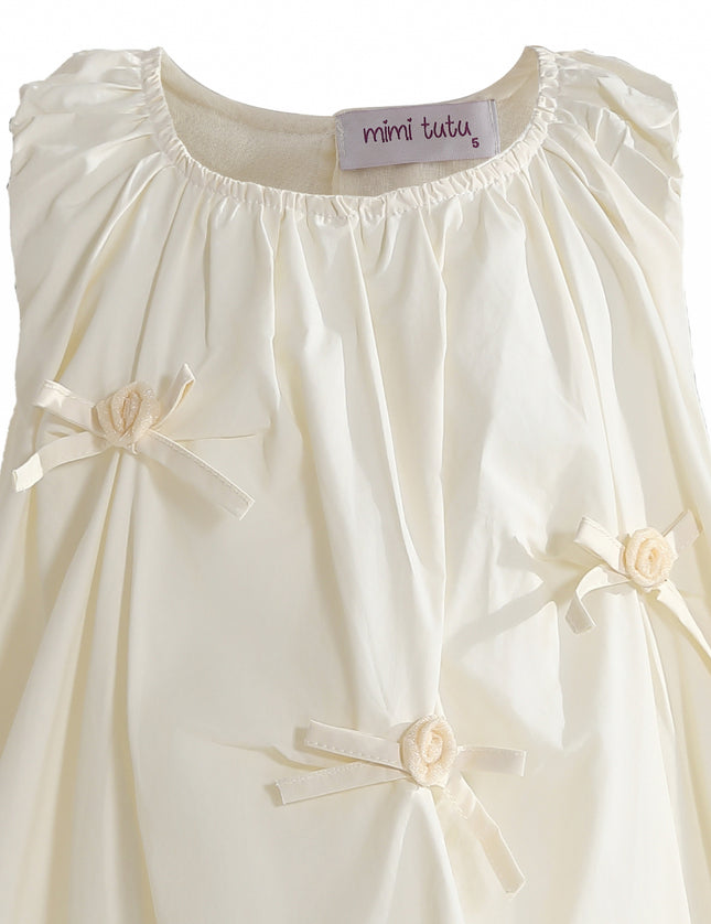 Kids atelier mimi tutu Cream Verona Bow Rosette Balloon Dress