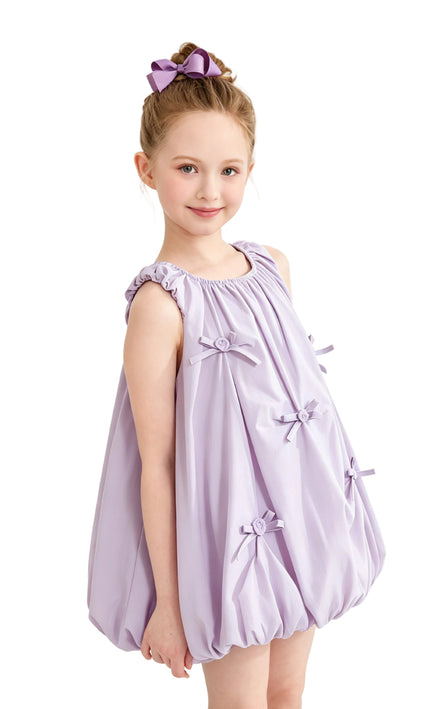 Purple Verona Bow Rosette Balloon Dress
