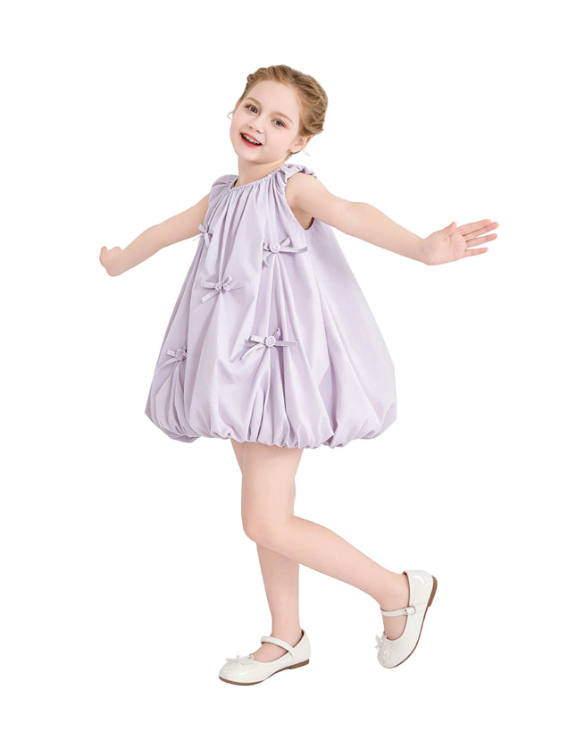 kids atelier mimi tutu Purple Verona Bow Rosette Balloon Dress