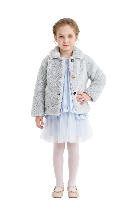 kids atelier mimi tutu Light Blue Teddy Coat