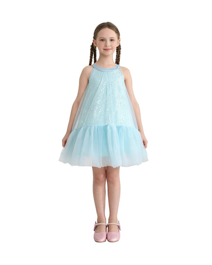 kids atelier mimi tutu Blue Amelisse Sequin Back Bow Dress