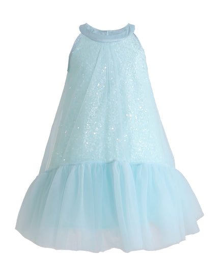 kids atelier mimi tutu Blue Amelisse Sequin Back Bow Dress
