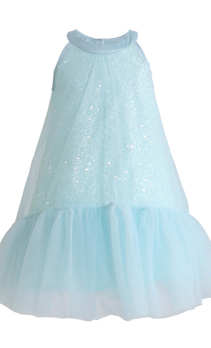 kids atelier mimi tutu Blue Amelisse Sequin Back Bow Dress
