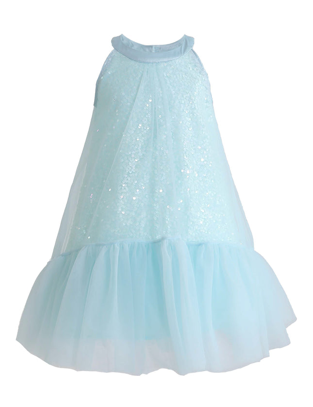 kids atelier mimi tutu Blue Amelisse Sequin Back Bow Dress