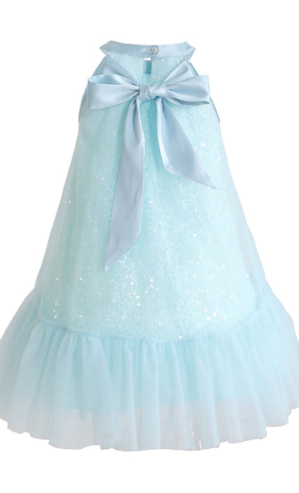 kids atelier mimi tutu Blue Amelisse Sequin Back Bow Dress