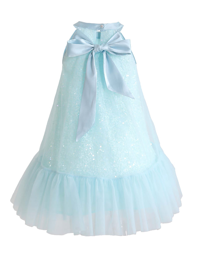 kids atelier mimi tutu Blue Amelisse Sequin Back Bow Dress